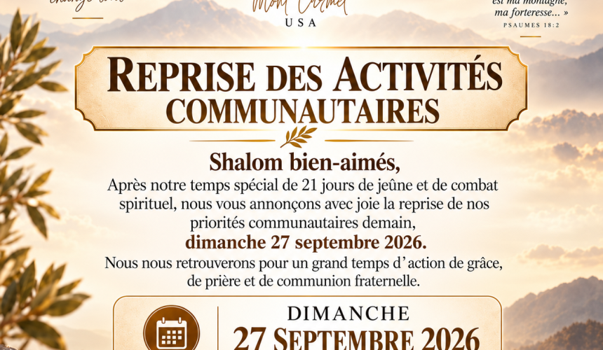 REPRISE DES ACTIVITÉS COMMUNAUTAIRES REPRISE DES ACTIVITÉS COMMUNAUTAIRES